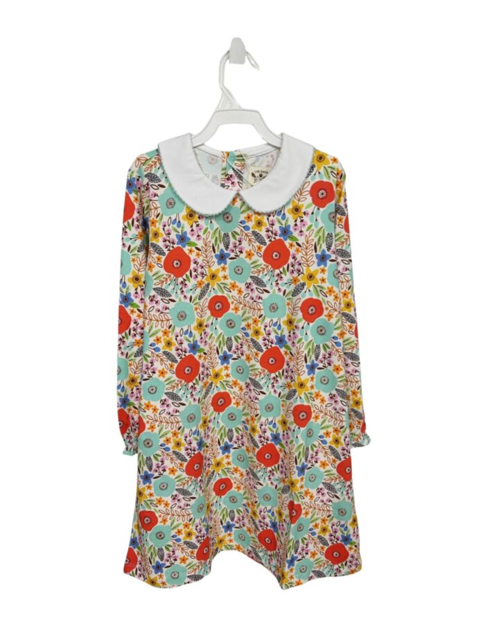 THE OAKS APPAREL   MULTI-COLOR  FLORAL  KNIT DRESS WITH PICOT STITCHING