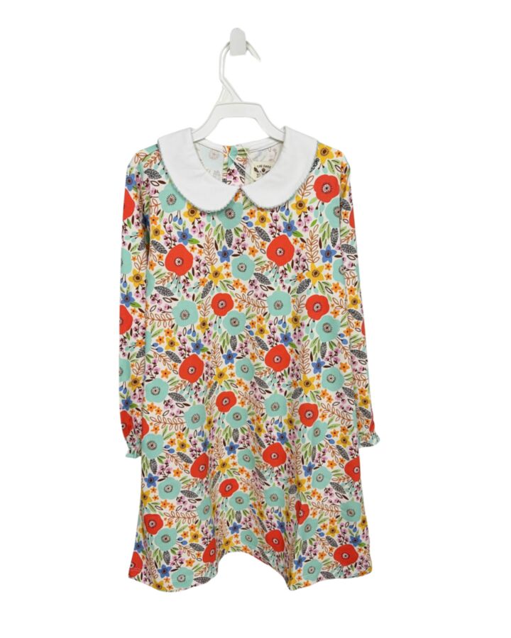 THE OAKS APPAREL   MULTI-COLOR  FLORAL  KNIT DRESS WITH PICOT STITCHING