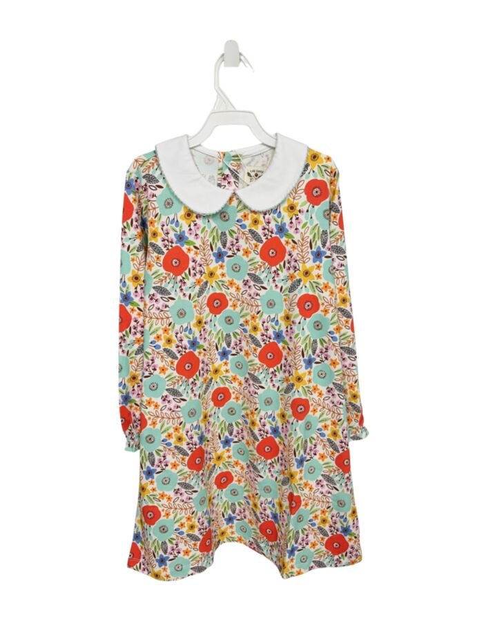 THE OAKS APPAREL   MULTI-COLOR  FLORAL  KNIT DRESS WITH PICOT STITCHING