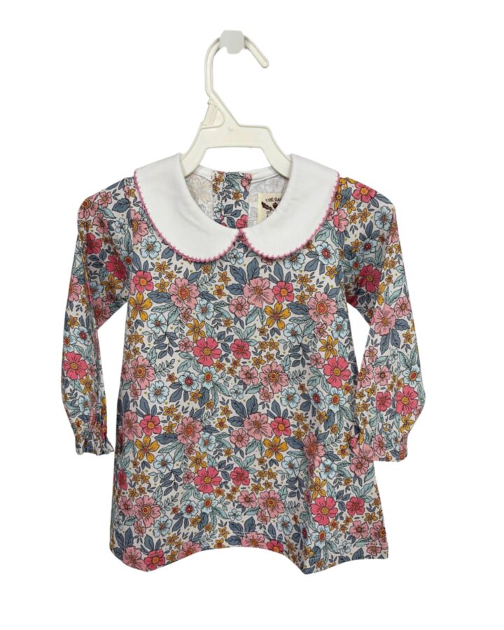 THE OAKS APPAREL   BLUE  FLORAL  KNIT DRESS WITH PICOT STITCHING