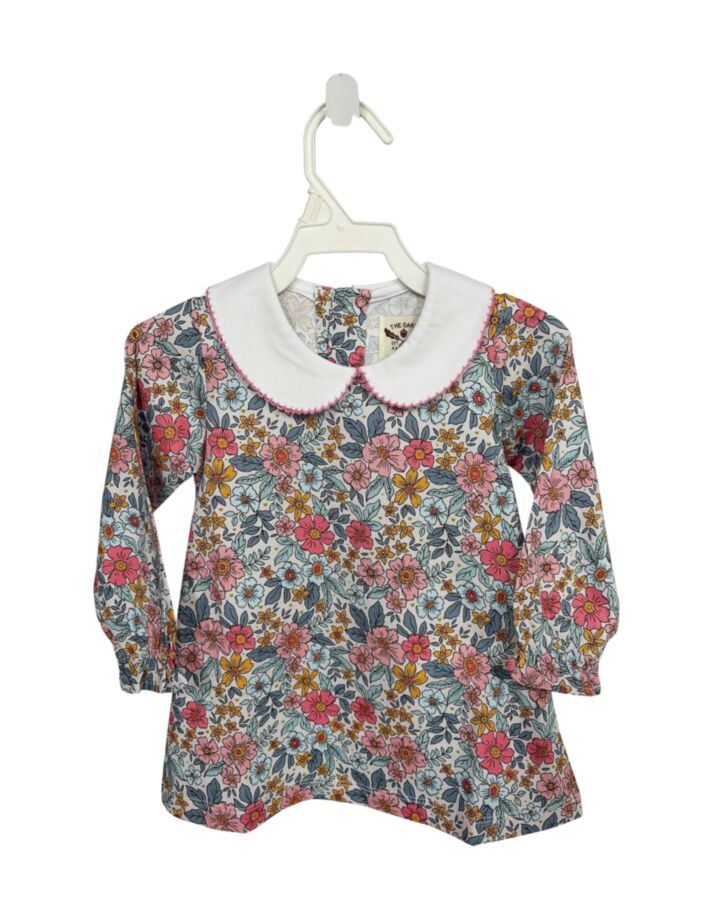 THE OAKS APPAREL   BLUE  FLORAL  KNIT DRESS WITH PICOT STITCHING