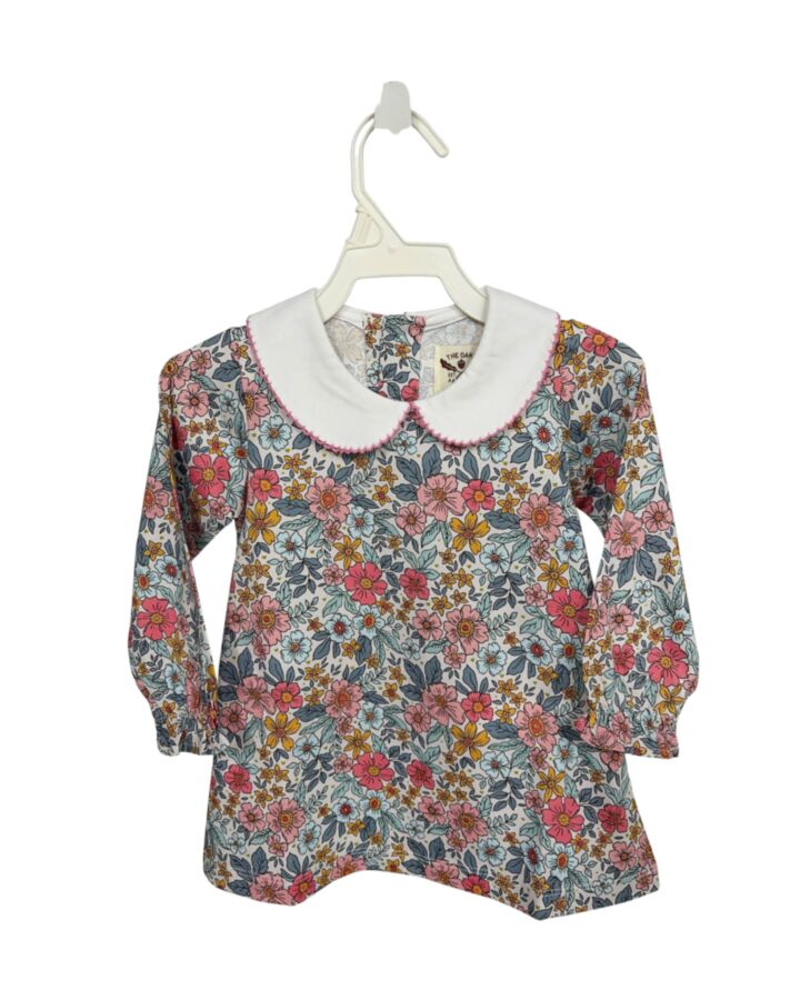 THE OAKS APPAREL   BLUE  FLORAL  KNIT DRESS WITH PICOT STITCHING