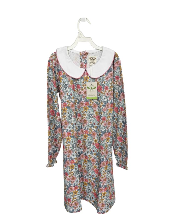 THE OAKS APPAREL   BLUE  FLORAL  KNIT DRESS WITH PICOT STITCHING