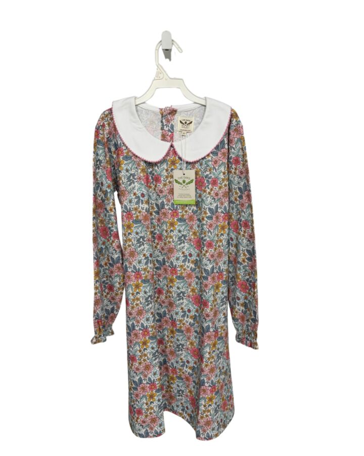 THE OAKS APPAREL   BLUE  FLORAL  KNIT DRESS WITH PICOT STITCHING