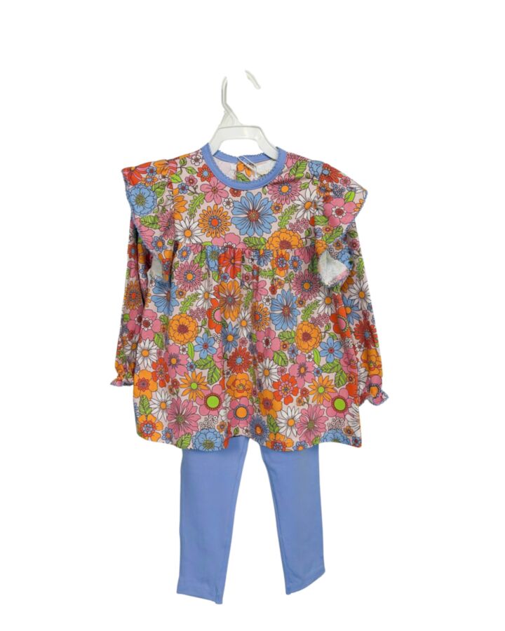 THE OAKS APPAREL   MULTI-COLOR  FLORAL  2-PIECE OUTFIT WITH PICOT STITCHING