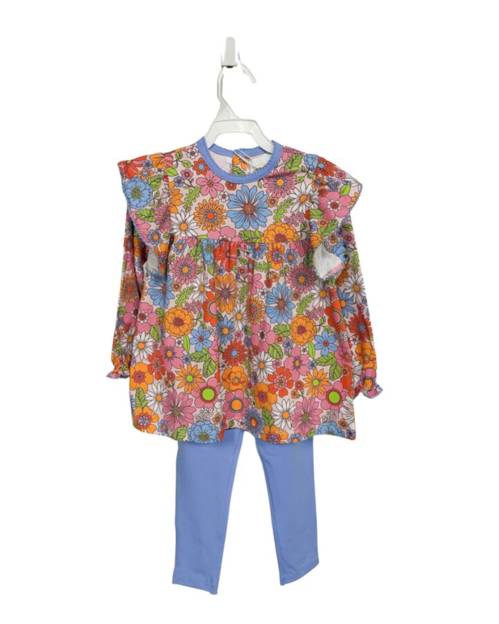 THE OAKS APPAREL   MULTI-COLOR  FLORAL  2-PIECE OUTFIT WITH PICOT STITCHING