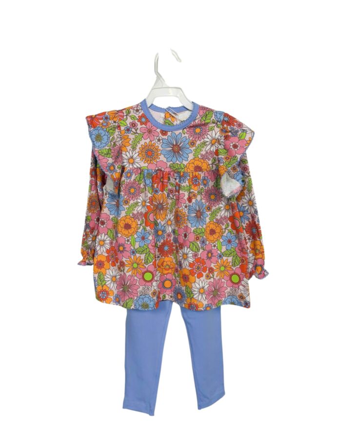 THE OAKS APPAREL   MULTI-COLOR  FLORAL  2-PIECE OUTFIT WITH PICOT STITCHING