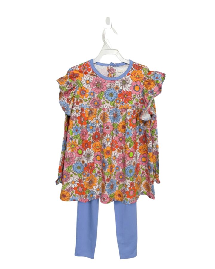THE OAKS APPAREL   MULTI-COLOR  FLORAL  2-PIECE OUTFIT WITH PICOT STITCHING