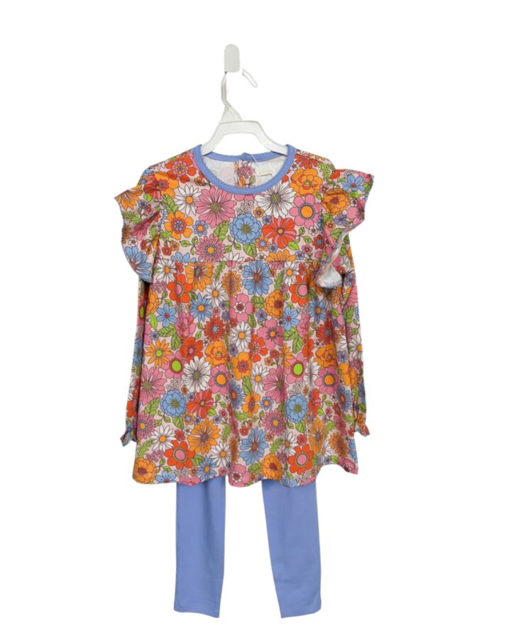 THE OAKS APPAREL   MULTI-COLOR  FLORAL  2-PIECE OUTFIT WITH PICOT STITCHING