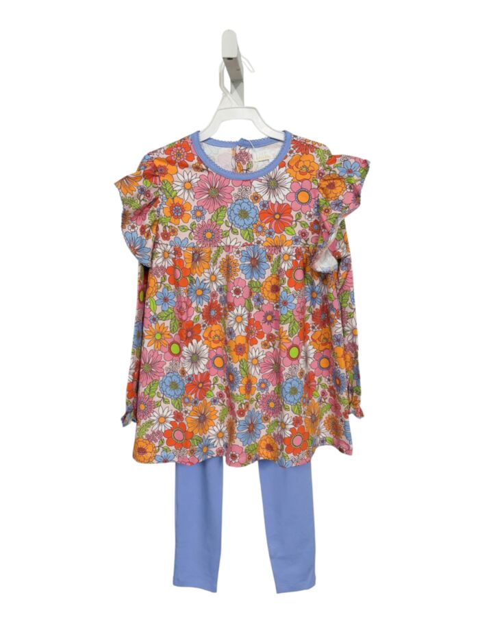 THE OAKS APPAREL   MULTI-COLOR  FLORAL  2-PIECE OUTFIT WITH PICOT STITCHING