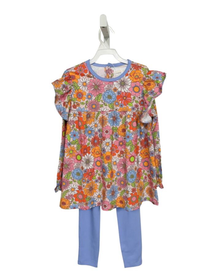 THE OAKS APPAREL   MULTI-COLOR  FLORAL  2-PIECE OUTFIT WITH PICOT STITCHING