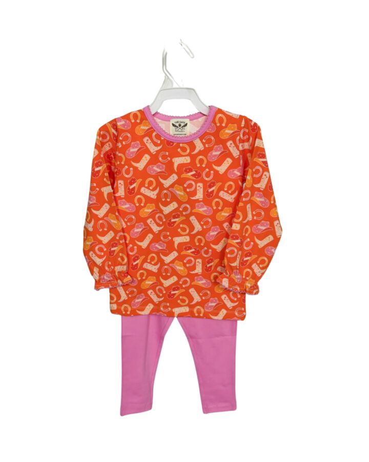 THE OAKS APPAREL   ORANGE    2-PIECE OUTFIT WITH PICOT STITCHING