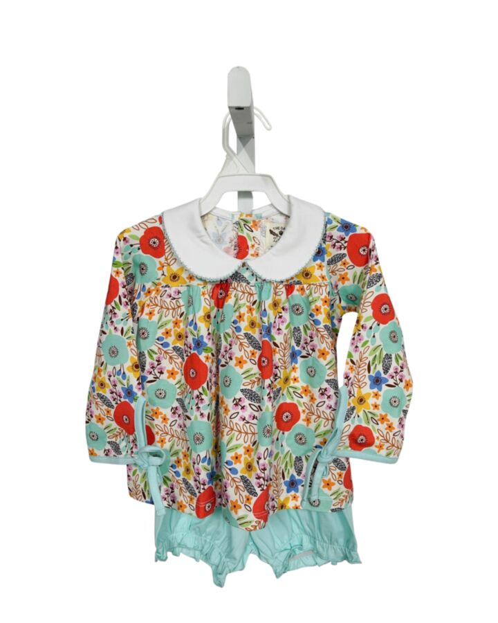 THE OAKS APPAREL   BLUE  FLORAL  2-PIECE OUTFIT WITH PICOT STITCHING