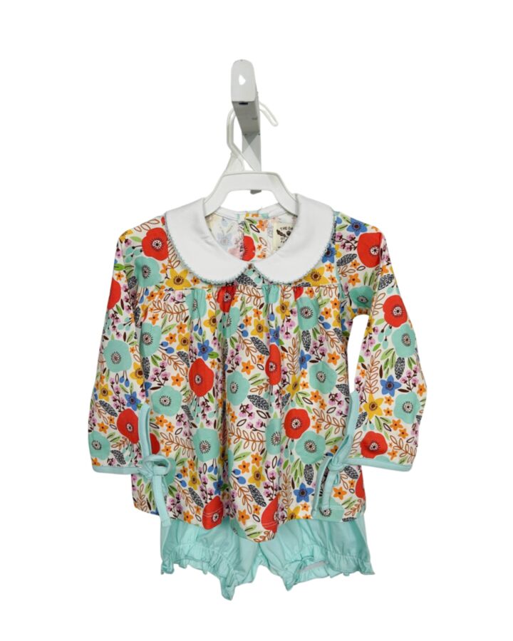 THE OAKS APPAREL   BLUE  FLORAL  2-PIECE OUTFIT WITH PICOT STITCHING