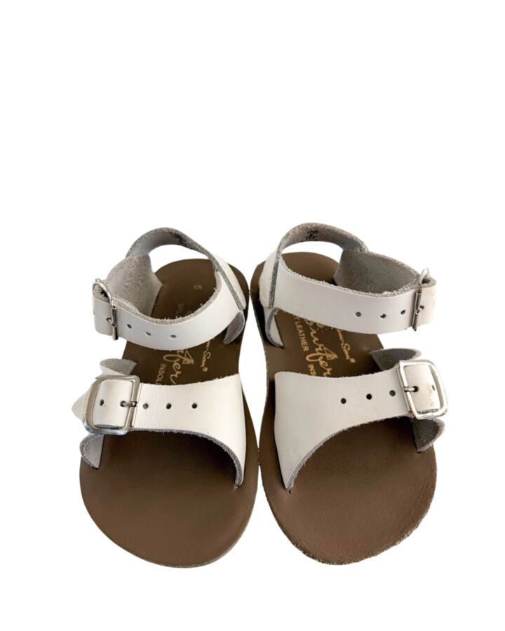 SUN SANS/ SALTWATER SANDALS WHITE SANDALS  *EUC SIZE TODDLER 5
