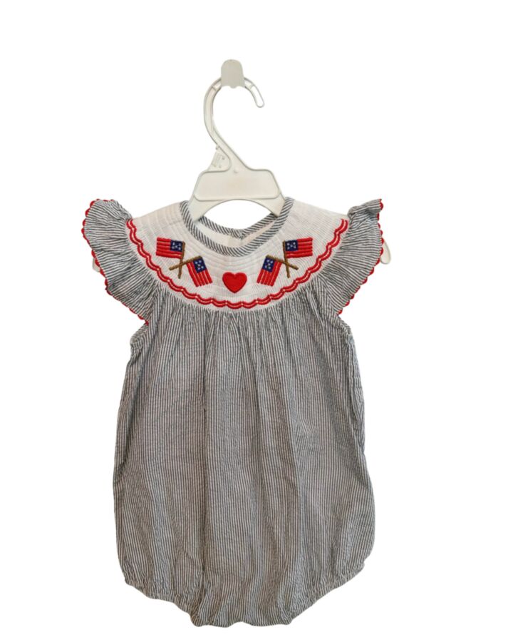 LIL CACTUS  BLUE SEERSUCKER STRIPED SMOCKED BUBBLE