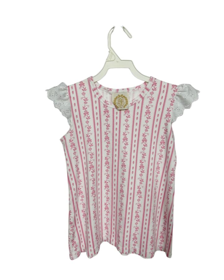 THE BEAUFORT BONNET COMPANY  PINK  FLORAL  SLEEVELESS SHIRT WITH EYELET TRIM