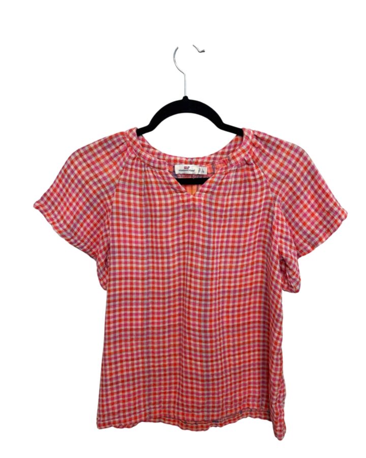 VINEYARD VINES  PINK  GINGHAM  SHIRT-SS