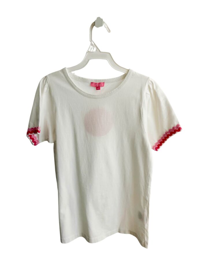 BISBY BY LITTLE ENGLISH  WHITE    KNIT SS SHIRT WITH RIC RAC