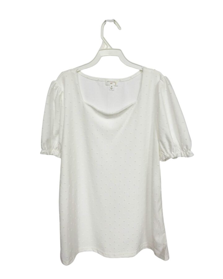 HAYDEN GIRLS  WHITE SWISS DOT   SHIRT-SS