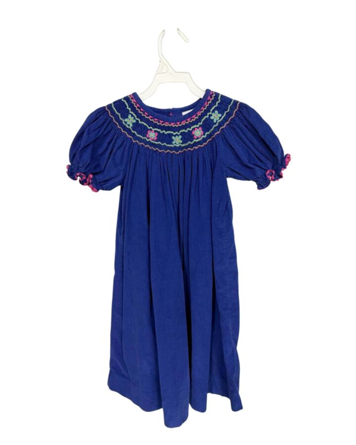 LITTLE ENGLISH  BLUE CORDUROY  SMOCKED DRESS WITH RIC RAC