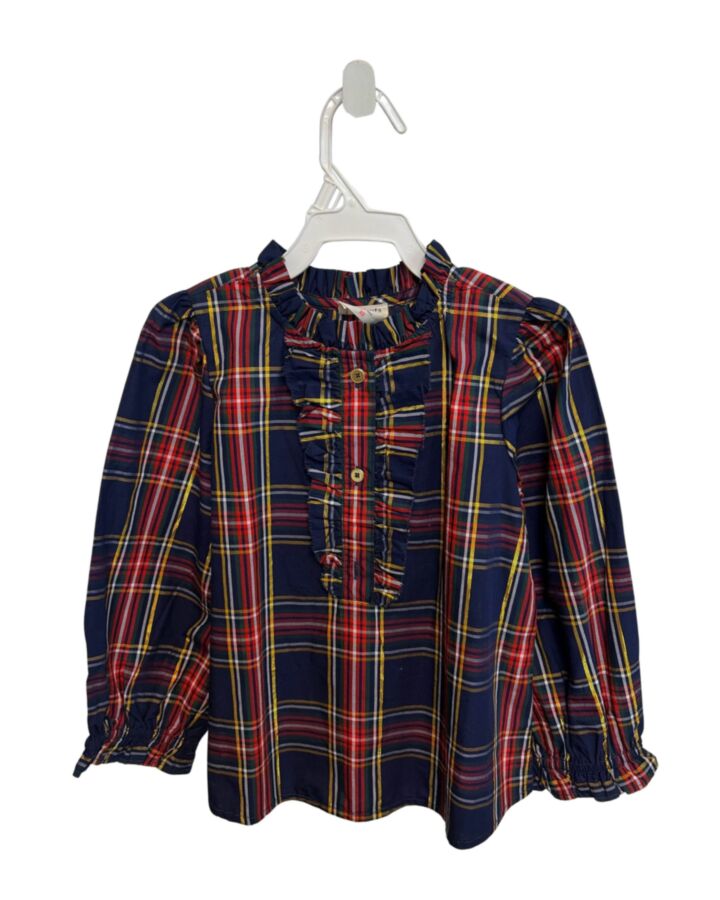CREWCUTS  BLUE  PLAID  DRESS SHIRT WITH RUFFLE