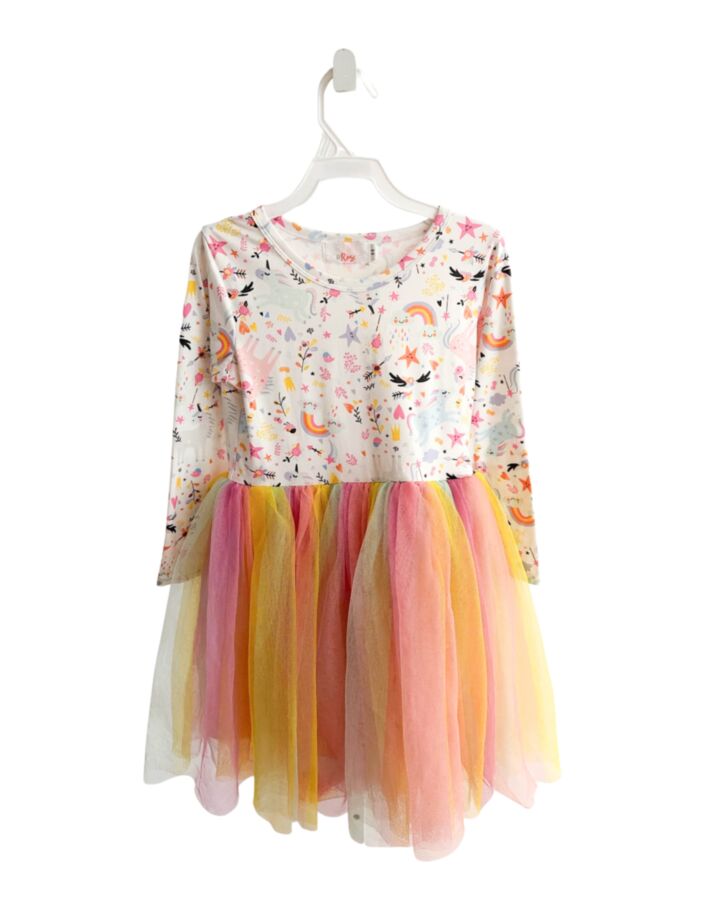 MILA & ROSE  MULTI-COLOR TULLE  PRINTED DESIGN KNIT DRESS
