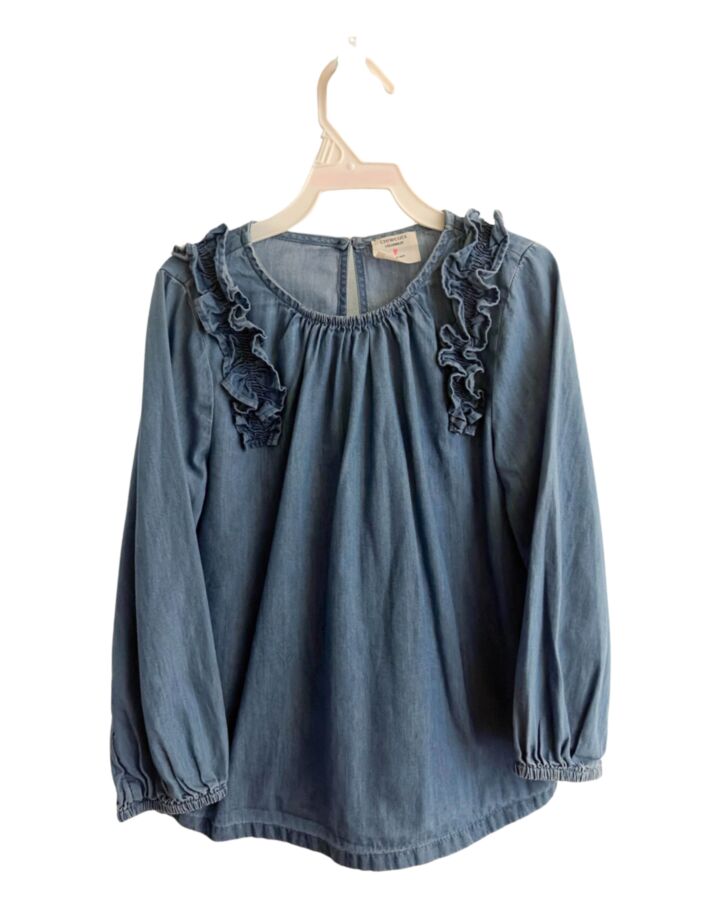CREWCUTS  CHAMBRAY    SHIRT-LS WITH RUFFLE