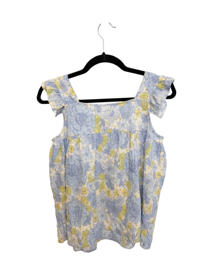 HAYDEN GIRLS  BLUE  FLORAL  SLEEVELESS SHIRT