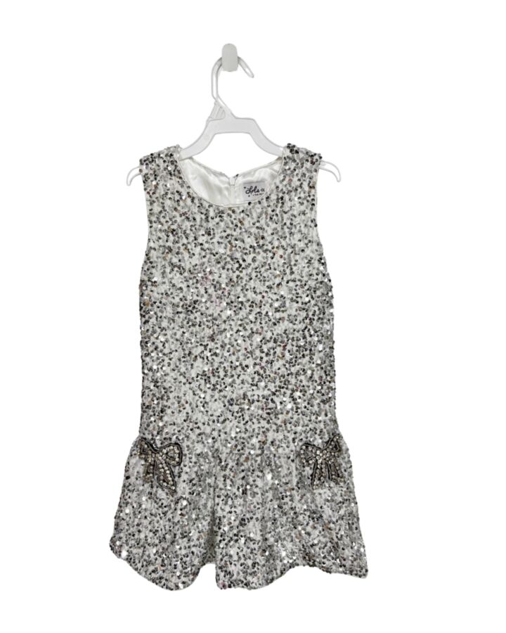 LOLA + THE BOYS  WHITE   SEQUINED PARTY DRESS