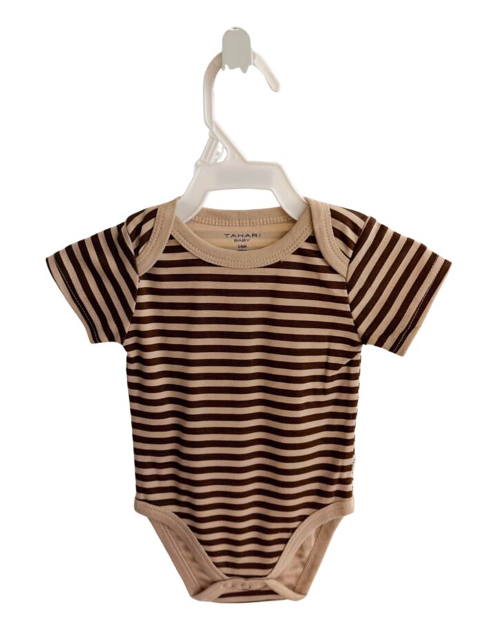 TAHARI  BROWN  STRIPED  KNIT SS SHIRT