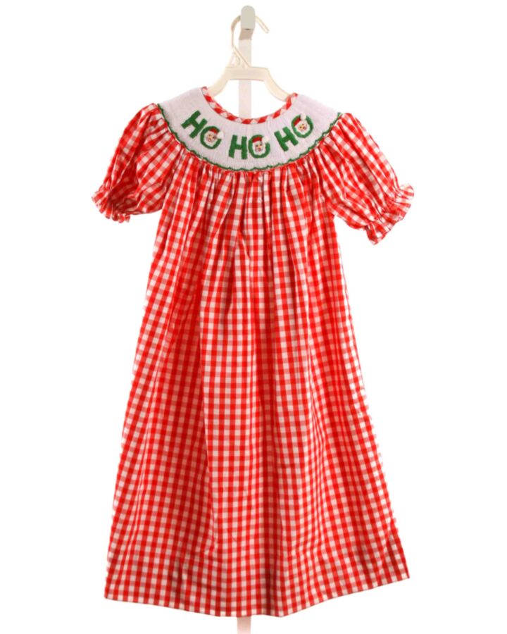 CECIL & LOU  RED  GINGHAM SMOCKED DRESS