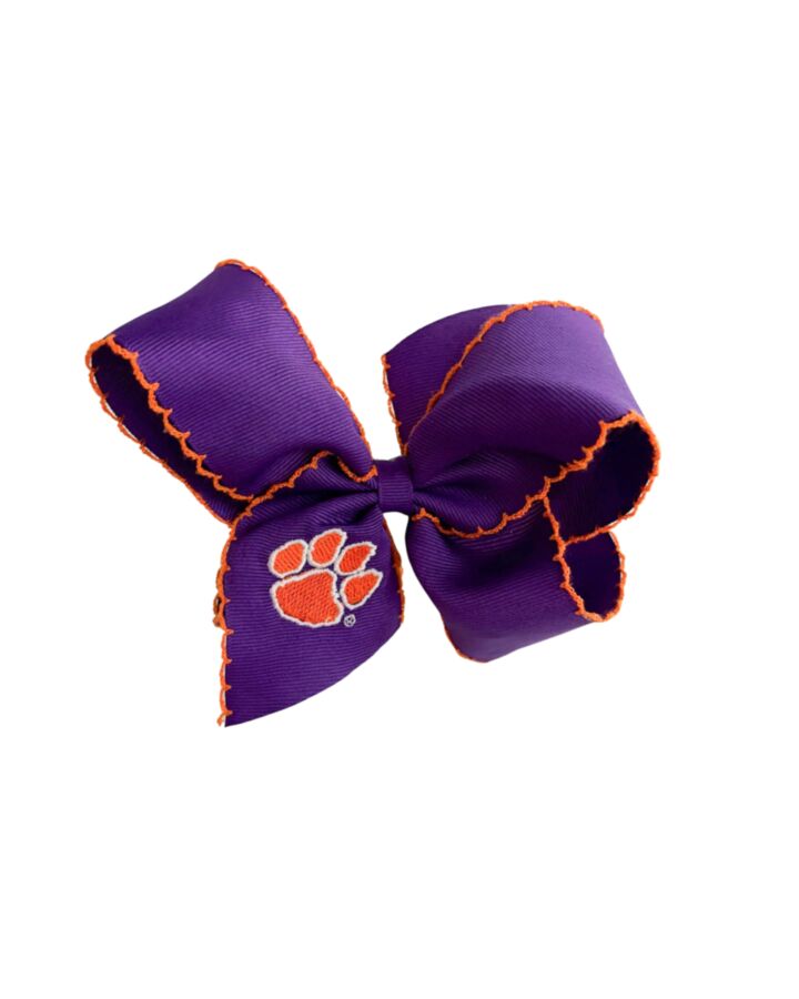 WEE ONES  PURPLE    HAIR BOW WITH PICOT STITCHING