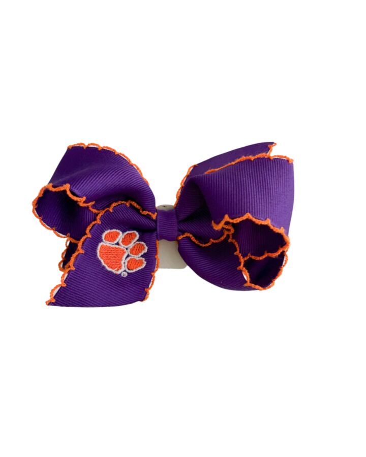 WEE ONES  PURPLE    HAIR BOW WITH PICOT STITCHING