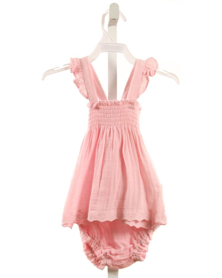 ANGEL DEAR  PINK  SMOCKED 2-PIECE OUTFIT WITH EYELET TRIM