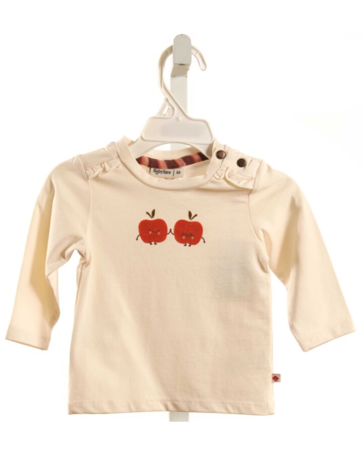 BABYFACE  CREAM  PRINTED DESIGN KNIT LS SHIRT WITH RUFFLE