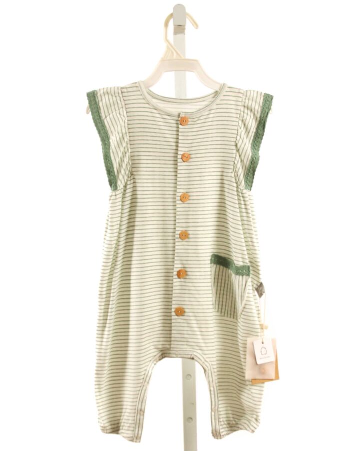 SNUG GREEN STRIPED KNIT ROMPER