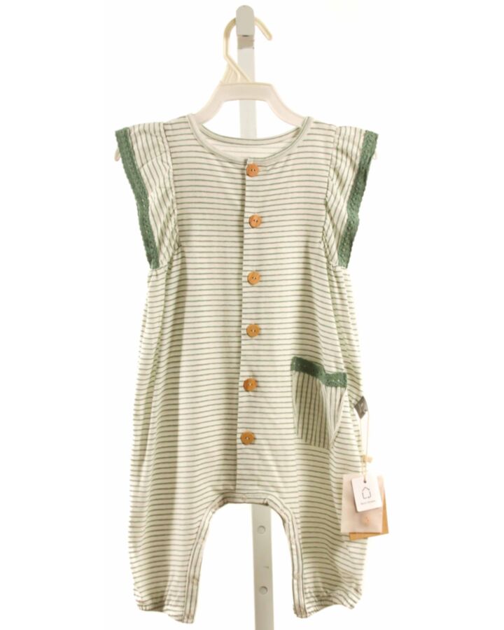 SNUG GREEN STRIPED KNIT ROMPER