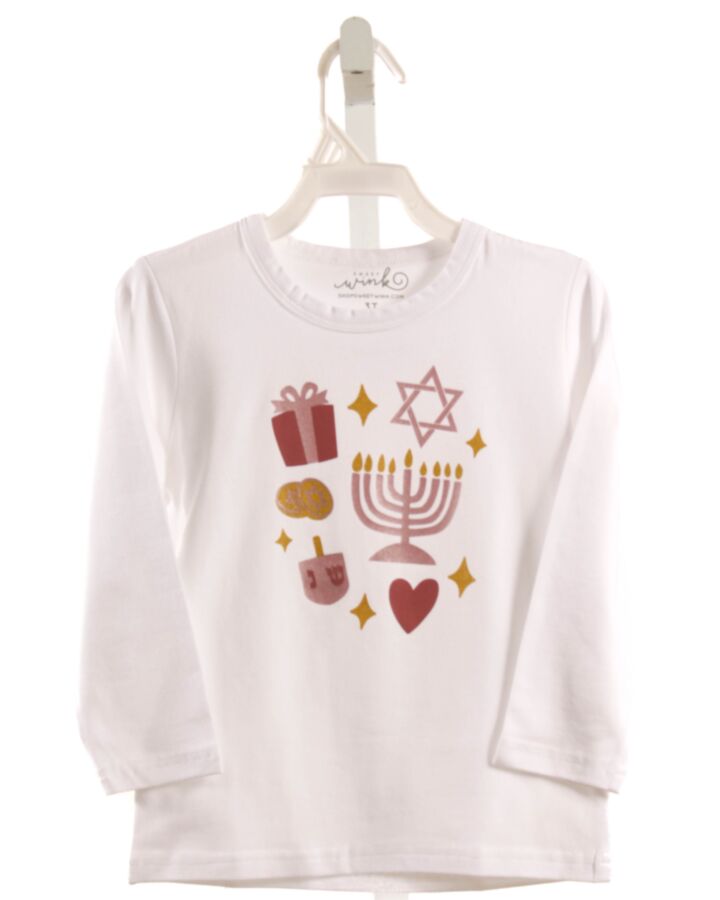 SWEET WINK  WHITE  PRINTED DESIGN KNIT LS SHIRT
