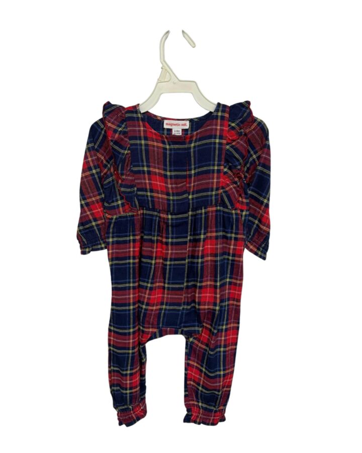 MAGNETIC ME  RED  PLAID  ROMPER WITH RUFFLE