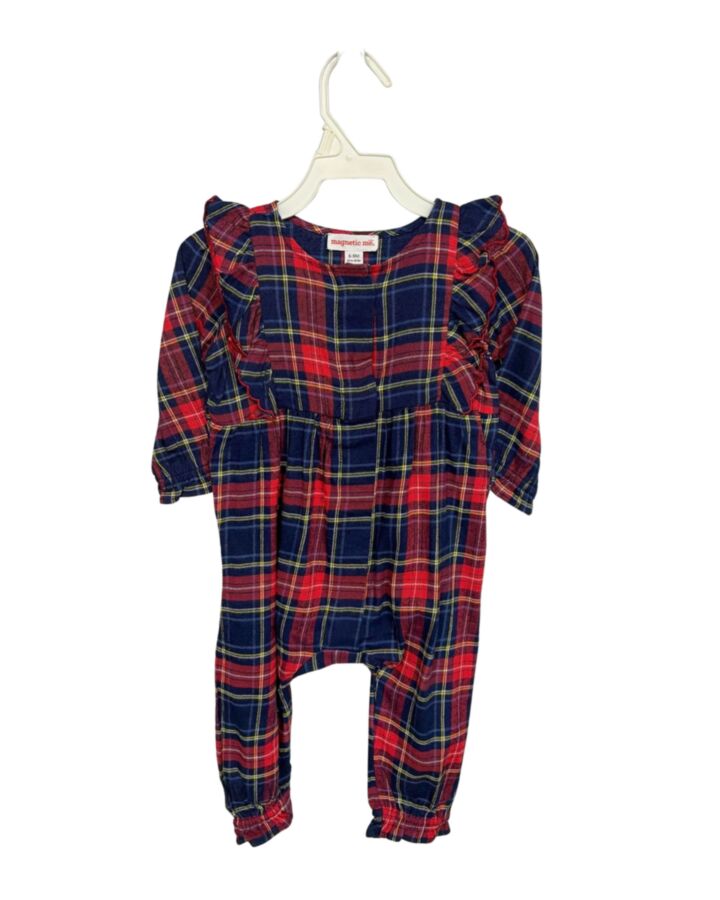 MAGNETIC ME  RED  PLAID  ROMPER WITH RUFFLE