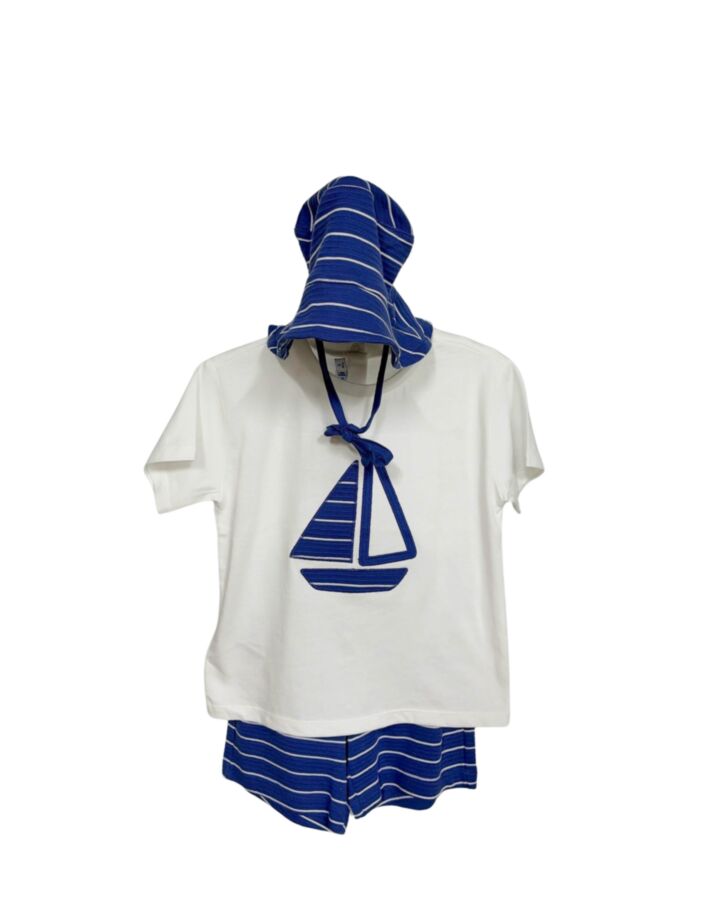 MAYORAL  BLUE  STRIPED  2-PIECE OUTFIT