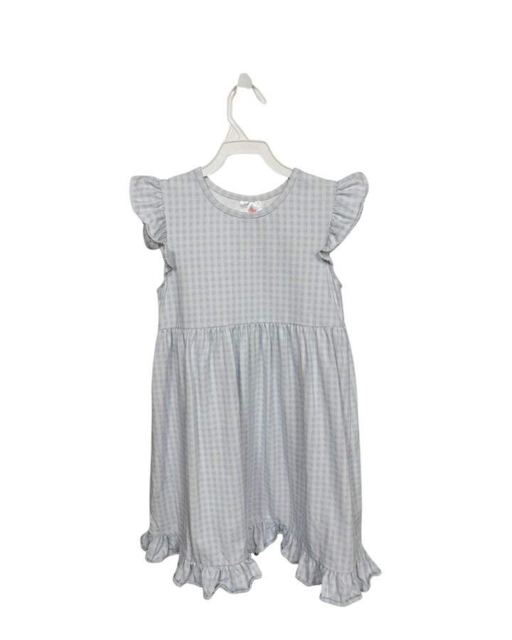 STITCHY FISH  BLUE  GINGHAM  KNIT DRESS WITH PICOT STITCHING