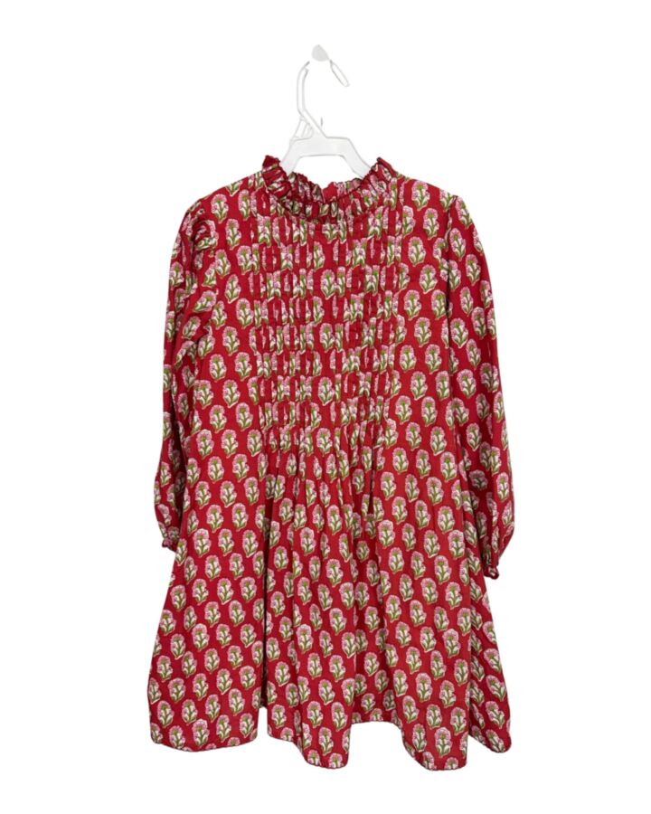 SMOCKINGBIRD  RED  FLORAL  DRESS WITH PICOT STITCHING