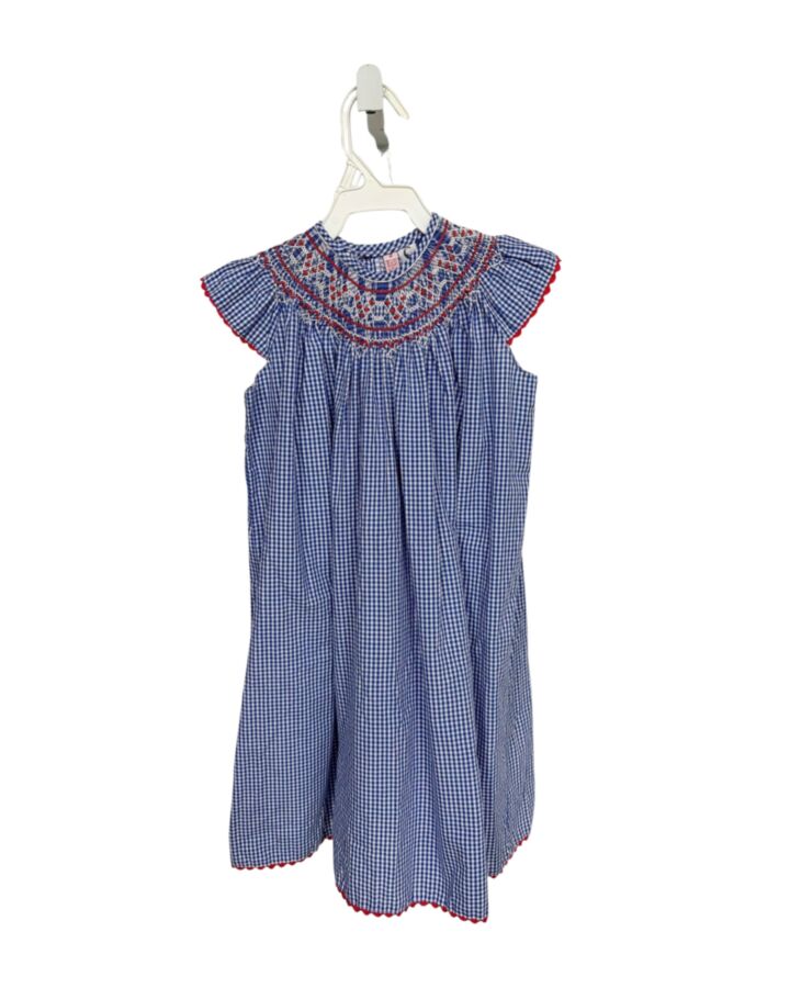 ORIENT EXPRESSED  BLUE  GINGHAM SMOCKED DRESS WITH RIC RAC