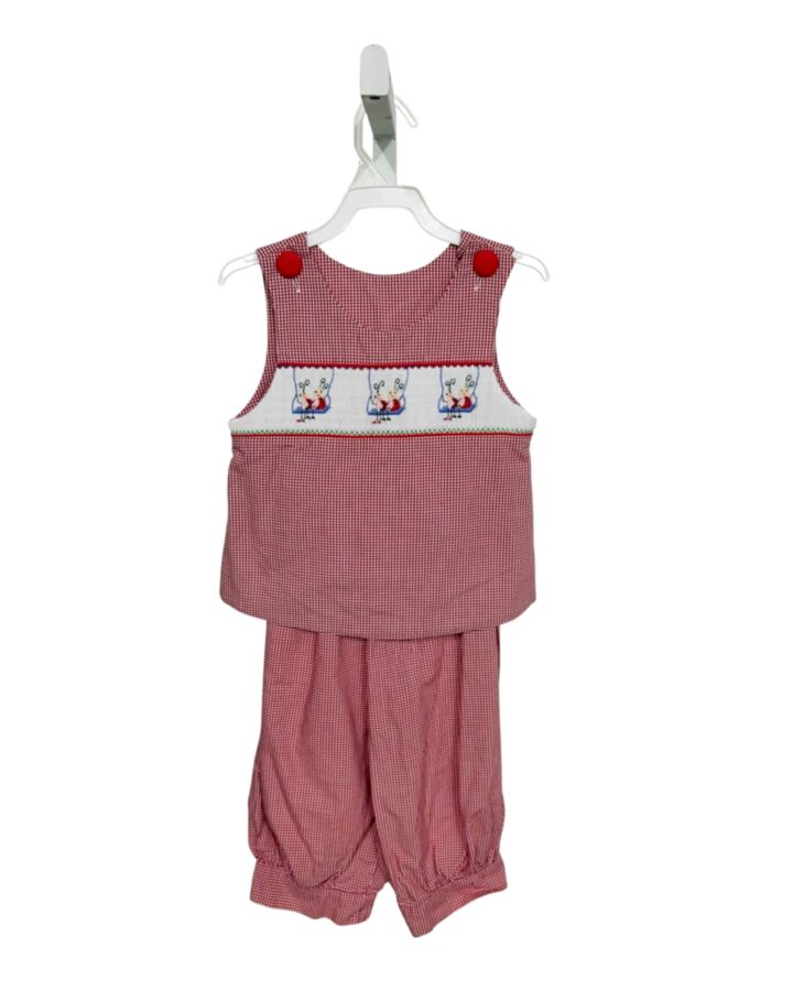 BEAUX ET BELLES  RED  GINGHAM SMOCKED 2-PIECE OUTFIT