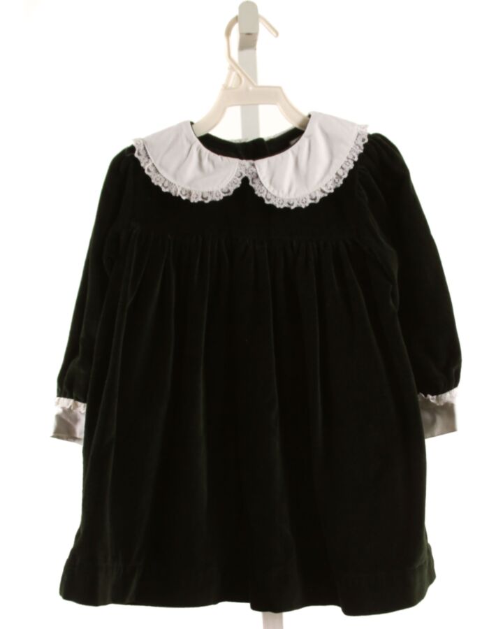 GRACE & JAMES  GREEN VELVET  PARTY DRESS WITH LACE TRIM