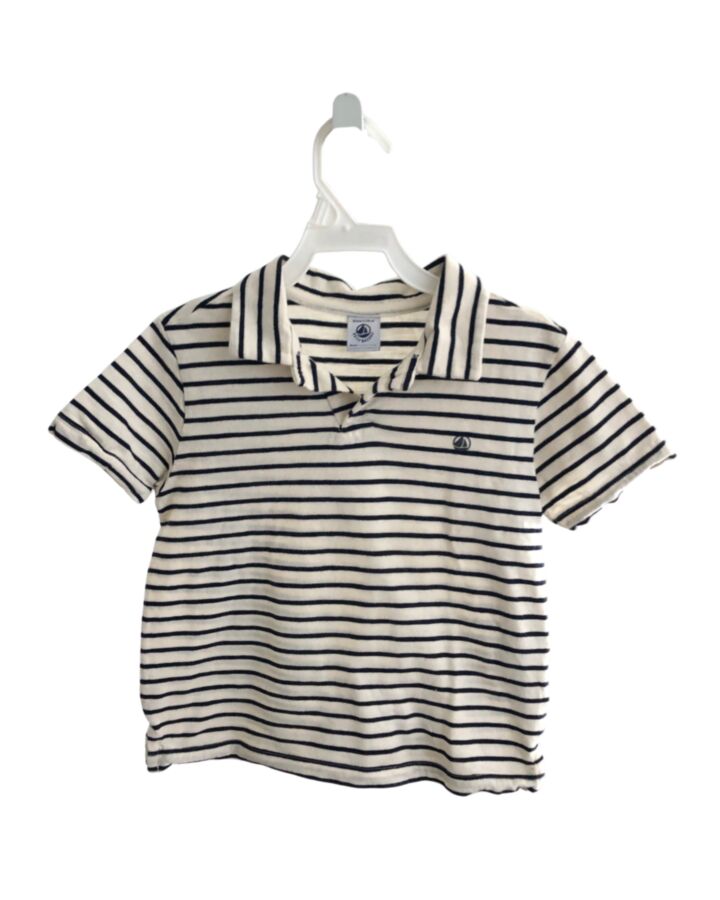 PETIT BATEAU  BLUE  STRIPED  KNIT SS SHIRT