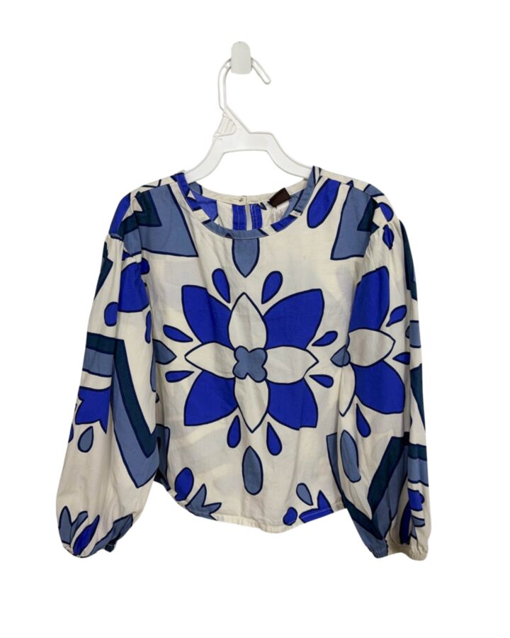 TEA  BLUE  FLORAL  SHIRT-LS