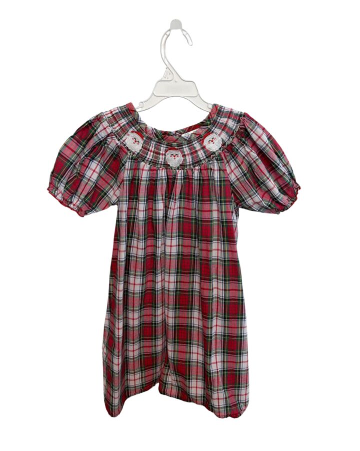 RUFFLE GIRL  RED  PLAID SMOCKED DRESS